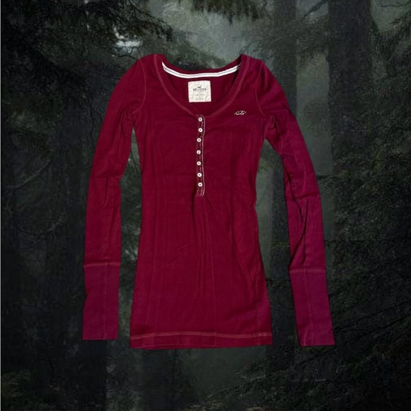 twilight bella core hollister burgundy henley - Picture 1 of 1